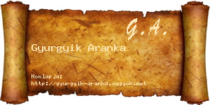 Gyurgyik Aranka névjegykártya